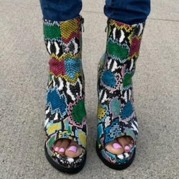Multi-colored Peep Toe Boot - Picture 13 of 15